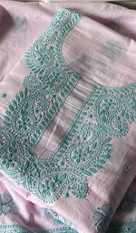 Load image into Gallery viewer, Women's Lakhnavi Handcrafted Cotton Unstitched Chikankari Suit Material - HONC0358196