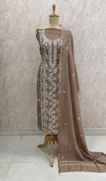 将图像加载到图库查看器中, Women's Lakhnavi Handcrafted Mul Chanderi Kurta And Dupatta Set - HONC0289000