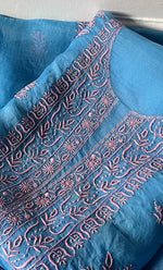 将图像加载到图库查看器中, Women's Lakhnavi Handcrafted Pure Organza Chikankari Unstitched Kurta And Dupatta Set - HONC0269932