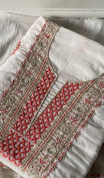 Load image into Gallery viewer, Women's Lakhnavi Handcrafted Mul Chanderi Unstitched Kurta And Dupatta Set- HONC0366817