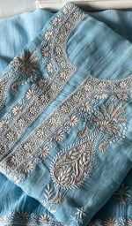 Load image into Gallery viewer, Women's Lakhnavi Handcrafted Mul Chanderi Unstitched Kurta And Dupatta Set - HONC0365693