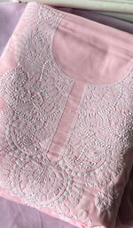 将图像加载到图库查看器中, Women's Lakhnavi Handcrafted Cotton Unstitched Chikankari Suit Material - HONC0360791