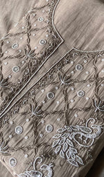 Load image into Gallery viewer, Women's Lakhnavi Handcrafted Mul Chanderi Unstitched Chikankari Full Suit Material - HONC0339568
