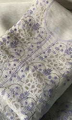 Load image into Gallery viewer, Mainaaj Women's Lakhnavi Handcrafted Pure Organza Chikankari Unstitched Kurta And Dupatta Set- HONC0327338