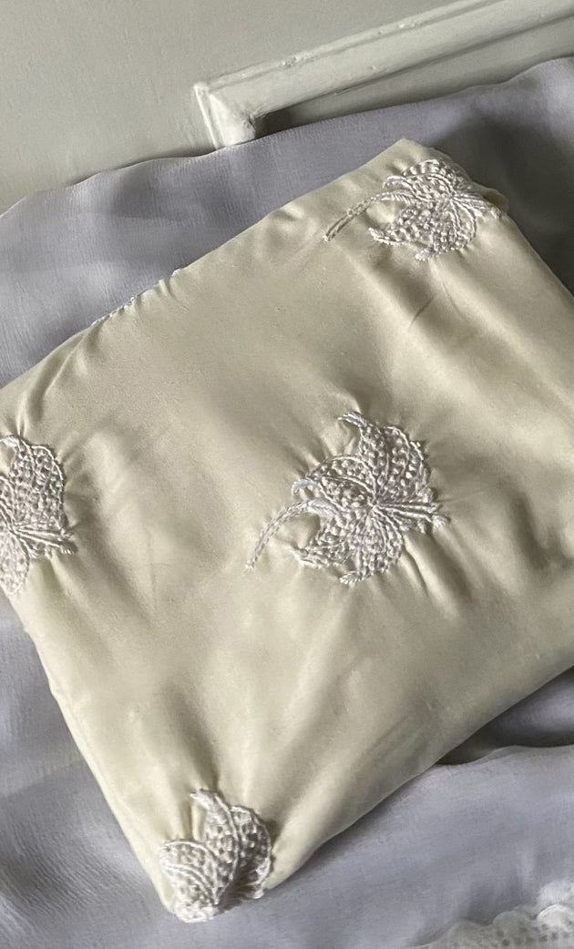 Women's Lakhnavi Handcrafted Unstitched Cotton Chikankari Suit Material - HONC0317002