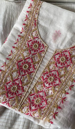 Load image into Gallery viewer, Women's Lakhnavi Handcrafted Mul Chanderi Unstitched Kurta And Dupatta Set - HONC0266914