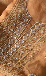 Load image into Gallery viewer, Women's Lakhnavi Handcrafted Pure Organza Chikankari Unstitched Kurta And Dupatta Set- HONC0311700