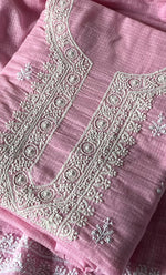 Load image into Gallery viewer, Women's Lucknowi Handcrafted Kota Cotton Chikankari Unstitched Kurta And Dupatta Set - HONC0325526