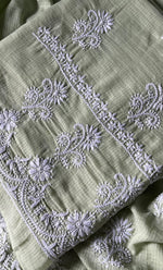 Load image into Gallery viewer, Alishba Women's Lucknowi Handcrafted Kota Cotton Chikankari Unstitched Kurta And Dupatta Set - HONC0312634