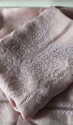 Load image into Gallery viewer, Women's Lakhnavi Handcrafted Pure Organza Chikankari Unstitched Kurta And Dupatta Set- HONC0341958