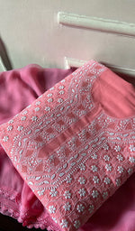 Load image into Gallery viewer, Women's Lakhnavi Handcrafted Unstitched Cotton Chikankari Suit Material - HONC0351187
