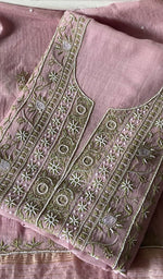 将图像加载到图库查看器中, Womens Lakhnavi Handcrafted Mul Chanderi Unstitched Kurta And Dupatta Set