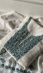 Load image into Gallery viewer, Madiha Women's Lakhnavi Handcrafted Mul Chanderi Unstitched Kurta And Dupatta Set - HONC0365665