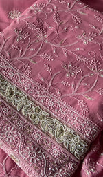 将图像加载到图库查看器中, Women's Lakhnavi Handcrafted Pure Silk Georgette Chikankari Kurta And Dupatta Set - HONC0271642