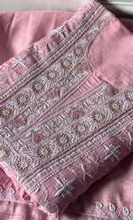 Load image into Gallery viewer, Women's Lakhnavi Handcrafted Unstitched Munga Silk Chikankari Kurta And Dupatta Set- HONC0274526
