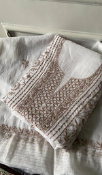 Load image into Gallery viewer, Women's Lakhnavi Handcrafted Mul Chanderi Unstitched Kurta And Dupatta Set - HONC0347660