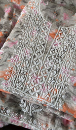 Load image into Gallery viewer, Women's Lakhnavi Handcrafted Cotton Chikankari Kurta And Kurta Dupatta Set - HONC0264801