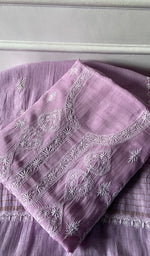 将图像加载到图库查看器中, Aavya Women's Lakhnavi Handcrafted Mul Chanderi Unstitched Kurta And Dupatta Set - HONC0348675