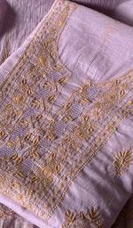 Load image into Gallery viewer, Women's Lakhnavi Handcrafted Chanderi Silk Unstitched Chikankari Full Suit - HONC0351091