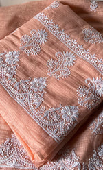 Load image into Gallery viewer, Women's Lucknowi Handcrafted Kota Cotton Chikankari Unstitched Kurta And Dupatta Set - HONC0325515