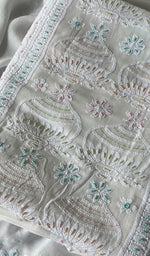 Load image into Gallery viewer, Women's Lucknowi Handcrafted Viscose Georgette Unstitched Chikankari Kurta And Dupatta Set - HONC0271321