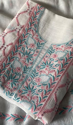 Load image into Gallery viewer, Fatima Women's Lakhnavi Handcrafted Mul Chanderi Unstitched Kurta And Dupatta Set - HONC0344580