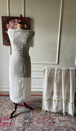 Load image into Gallery viewer, Women's Lakhnavi Handcrafted Mul Chanderi Unstitched Kurta And Dupatta Set- HONC0360371