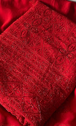 将图像加载到图库查看器中, Women's Lakhnavi Handcrafted Viscose Georgette Unstitched Chikankari Full Suit Material - HONC0325143