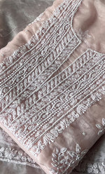 Load image into Gallery viewer, Women's Lakhnavi Handcrafted Organza Chikankari Unstitched Full Suit Material - HONC0284601