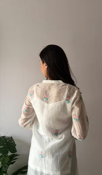 Load image into Gallery viewer, Women's Lakhnavi Handcrafted Mul Chanderi Chikankari Top - HONC0372701