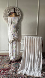 Load image into Gallery viewer, Women's Lucknowi Handcrafted Viscose Georgette Unstitched Chikankari Kurta and Dupatta Set- HONC0329579