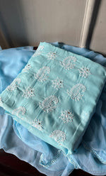 将图像加载到图库查看器中, Women's Lakhnavi Handcrafted Unstitched Cotton Chikankari Suit Material - HONC0239976