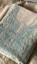Load image into Gallery viewer, Women's Lakhnavi Handcrafted Mul Chanderi Unstitched Chikankari Full Suit - HONC0334733