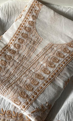 Load image into Gallery viewer, Women's Lakhnavi Handcrafted Mul Chanderi Unstitched Kurta And Dupatta Set- HONC0329236