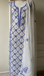 将图像加载到图库查看器中, Shirin Women's Lakhnavi Handcrafted Mul Chanderi Kurta And Dupatta Set - HONC0267998