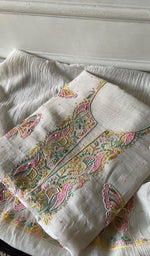 Load image into Gallery viewer, Titlee Women's Lakhnavi Handcrafted Mul Chanderi Unstitched Kurta And Dupatta Set - HONC0484661