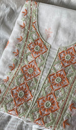 将图像加载到图库查看器中, Women's Lakhnavi Handcrafted Mul Chanderi Unstitched Kurta And Dupatta Set - HONC0266916