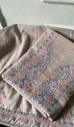 Load image into Gallery viewer, Zoha Women's Lakhnavi Handcrafted Mul Chanderi Unstitched Kurta And Dupatta Set- HONC0365499