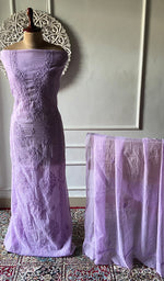 Load image into Gallery viewer, Women's Lakhnavi Handcrafted Mul Chanderi Unstitched Chikankari Full Suit Material - HONC0326124