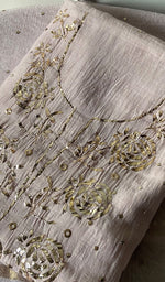 Load image into Gallery viewer, Women's Lakhnavi Handcrafted Mul Chanderi Unstitched Kurta And Dupatta Set - HONC0323216