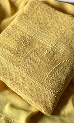 将图像加载到图库查看器中, Women's Lakhnavi Handcrafted Viscose Georgette Chikankari Full Suit Material - HONC0299915