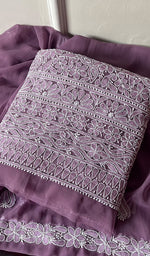 将图像加载到图库查看器中, Women's Lucknowi Handcrafted Faux-Georgette Chikankari Suit Material - HONC0263412