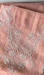 将图像加载到图库查看器中, Women's Lakhnavi Handcrafted Mul Chanderi UnStitched Kurta And Dupatta Set - HONC0374163