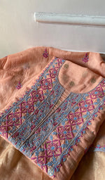 Load image into Gallery viewer, Women's Lakhnavi Handcrafted Mul Chanderi Unstitched Chikankari Full Suit - HONC0352034