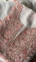 Load image into Gallery viewer, Women's Lakhnavi Handcrafted Mul Chanderi Unstitched Kurta And Dupatta Set - HONC0343190