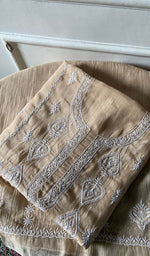 将图像加载到图库查看器中, Aavya Women's Lakhnavi Handcrafted Mul Chanderi Unstitched Kurta And Dupatta Set- HONC0348673