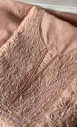 Load image into Gallery viewer, Women's Lakhnavi Handcrafted Pure Organza Chikankari Unstitched Kurta And Dupatta Set- HONC0327850