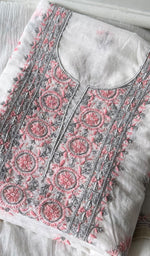 Load image into Gallery viewer, Women's Lakhnavi Handcrafted Chanderi Silk Unstitched Kurta And Dupatta Set - HONC0366819