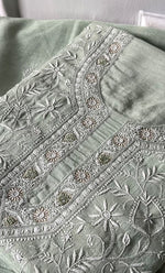 将图像加载到图库查看器中, Women's Lakhnavi Handcrafted Unstitched Munga Silk Chikankari Kurta And Dupatta Set- HONC0274528