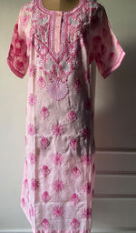 将图像加载到图库查看器中, Women's Lakhnavi Handcrafted Cotton Chikankari Kurti - HONC0167635